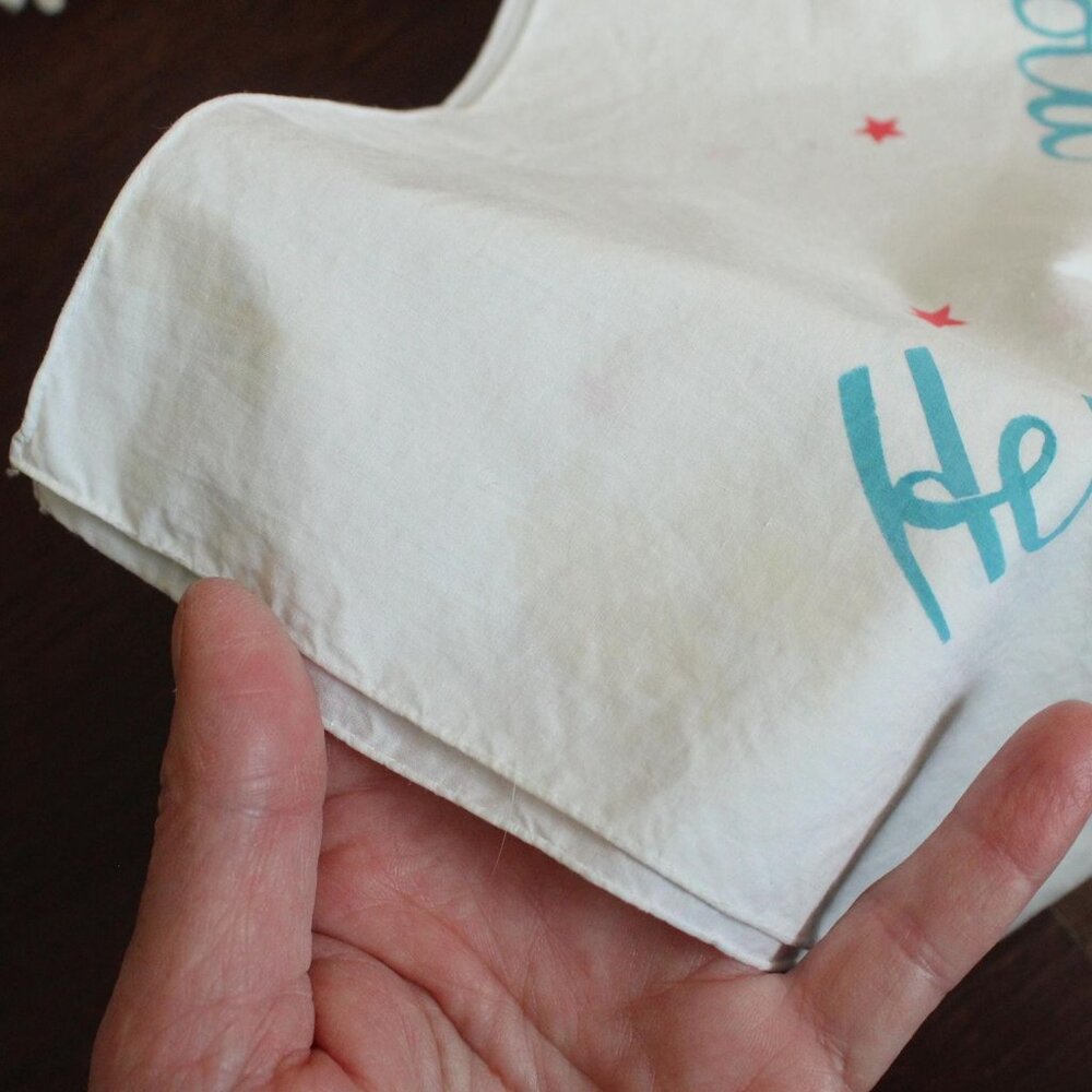 Vintage 1950s Men's Handkerchief, Herold White Cotton with Blue, Red Stars Colle - Picture 6 of 10